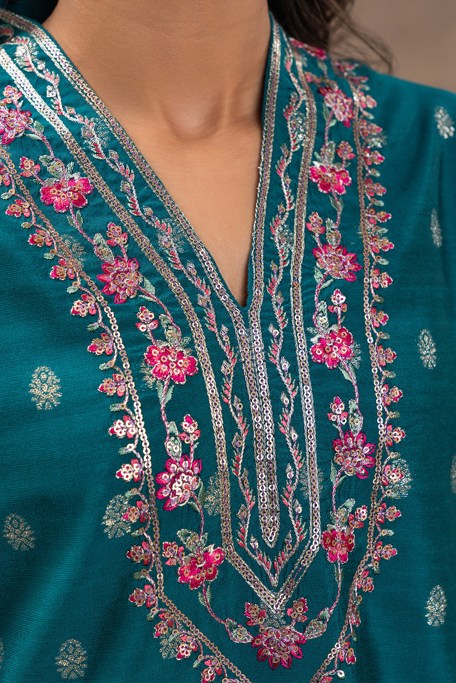 EMBROIDERED ZARI JACQUARD SHIRT (LUXURY PRET)