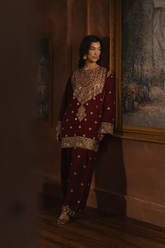 2 PIECE EMBROIDERED RAW SILK SUIT (LUXURY PRET)