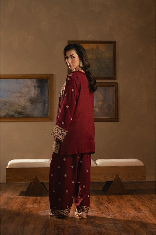 2 PIECE EMBROIDERED RAW SILK SUIT (LUXURY PRET)