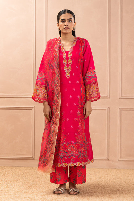 3 PIECE EMBROIDERED ZARI JACQUARD SUIT (LUXURY PRET)