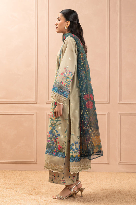 3 PIECE EMBROIDERED ZARI JACQUARD SUIT (LUXURY-PRET)