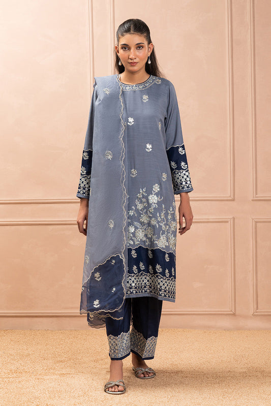 EMBROIDERED RAW SILK SHIRT (LUXURY PRET)