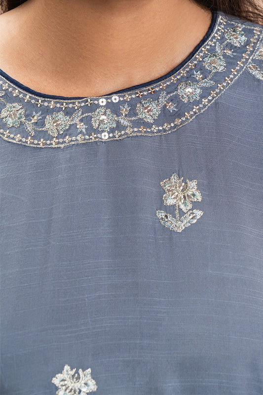 EMBROIDERED RAW SILK SHIRT (LUXURY PRET)