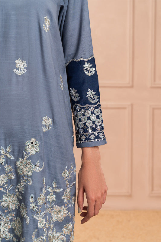EMBROIDERED RAW SILK SHIRT (LUXURY PRET)