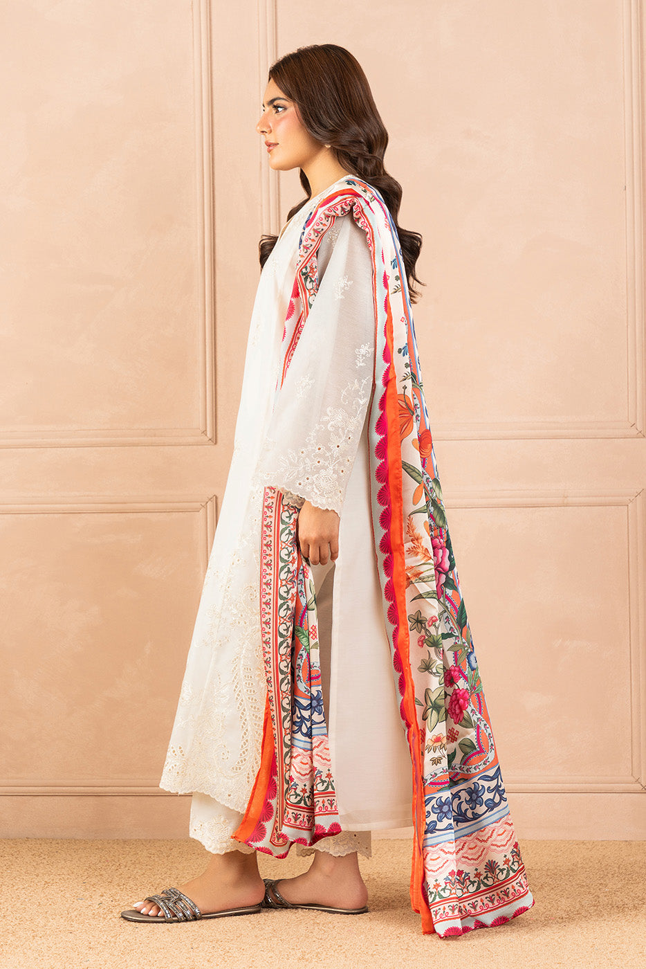2 PIECE EMBROIDERED PAPER COTTON SUIT (LUXURY PRET)