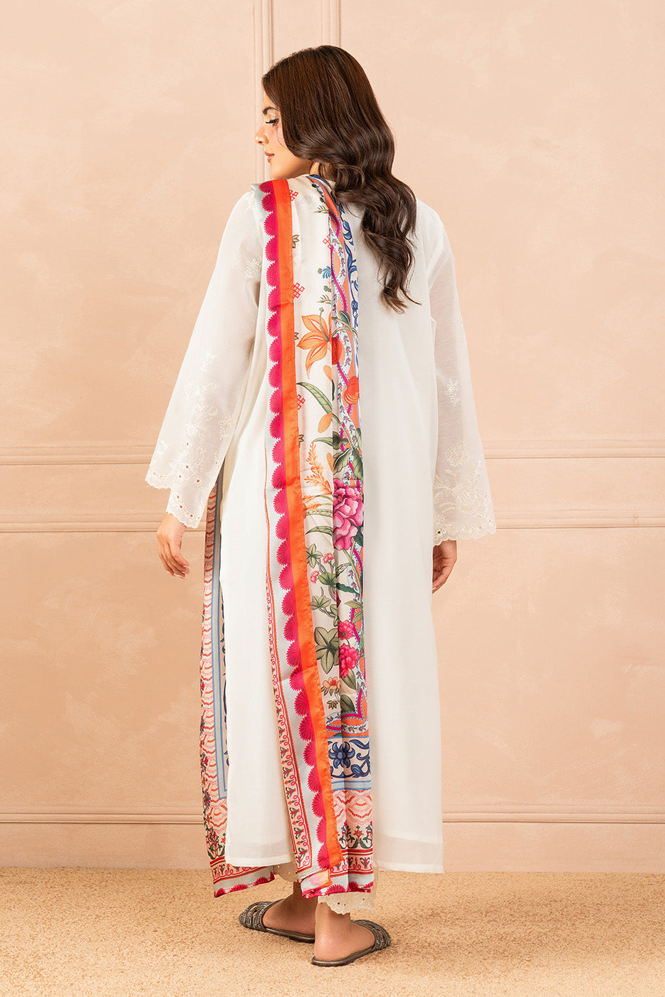 2 PIECE EMBROIDERED PAPER COTTON SUIT (LUXURY PRET)