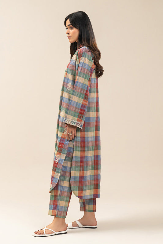 2 PIECE EMBROIDERED LUREX YARN DYED SUIT (PRET)