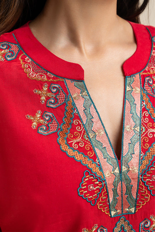 2 PIECE EMBROIDERED DOBBY SUIT (PRET)