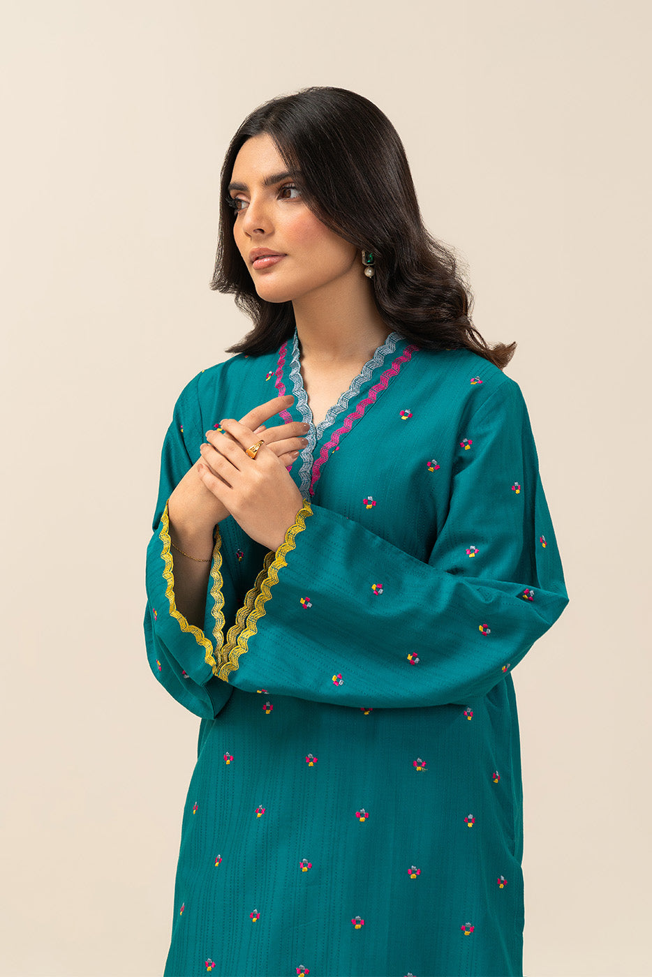 2 PIECE EMBROIDERED DORIA DOBBY SUIT (PRET)