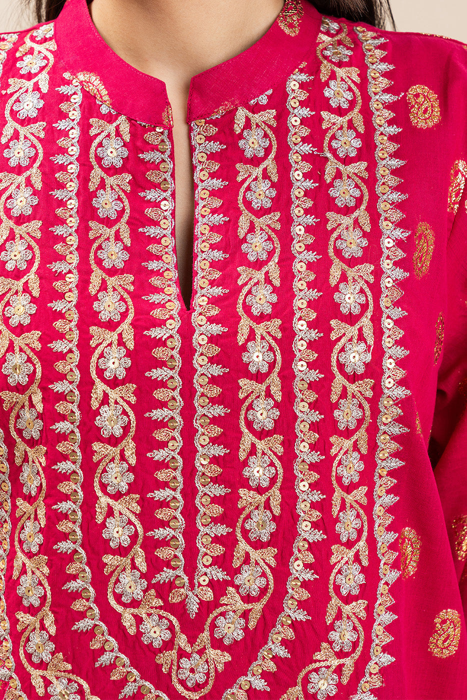 EMBROIDERED LUREX JACQUARD SHIRT (PRET)