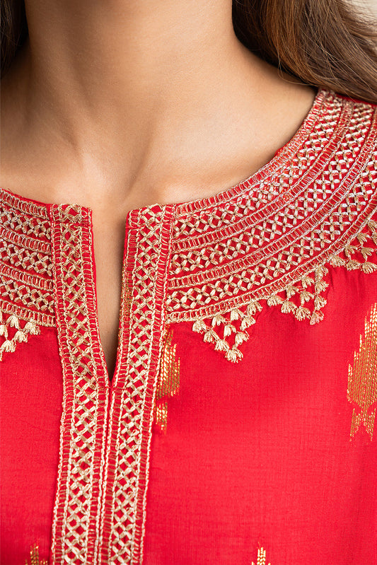 2 PIECE EMBROIDERED LUREX JACQUARD SUIT (PRET)