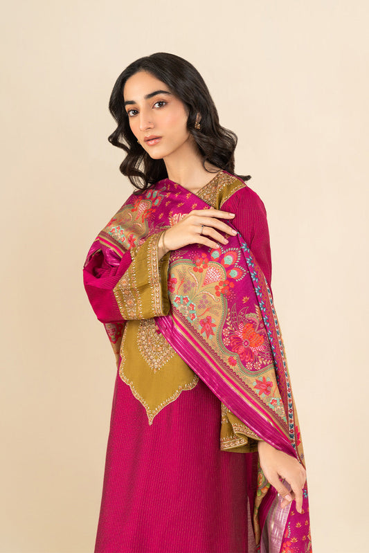 3 PIECE EMBROIDERED TWO TONE MISSOURI SUIT (PRET)