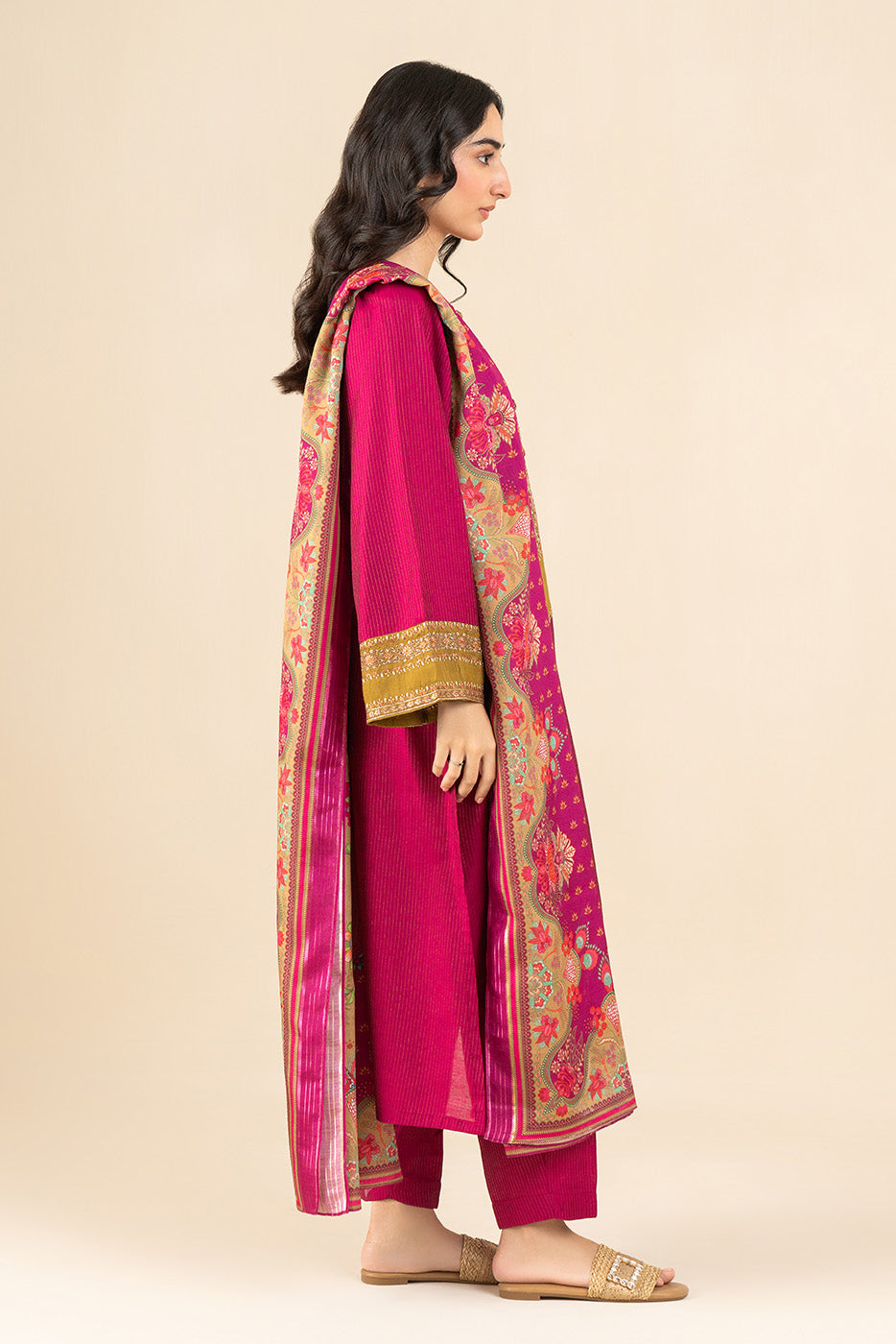 3 PIECE EMBROIDERED TWO TONE MISSOURI SUIT (PRET)