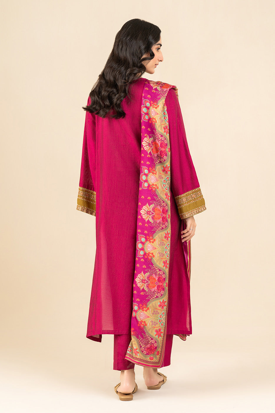 3 PIECE EMBROIDERED TWO TONE MISSOURI SUIT (PRET)