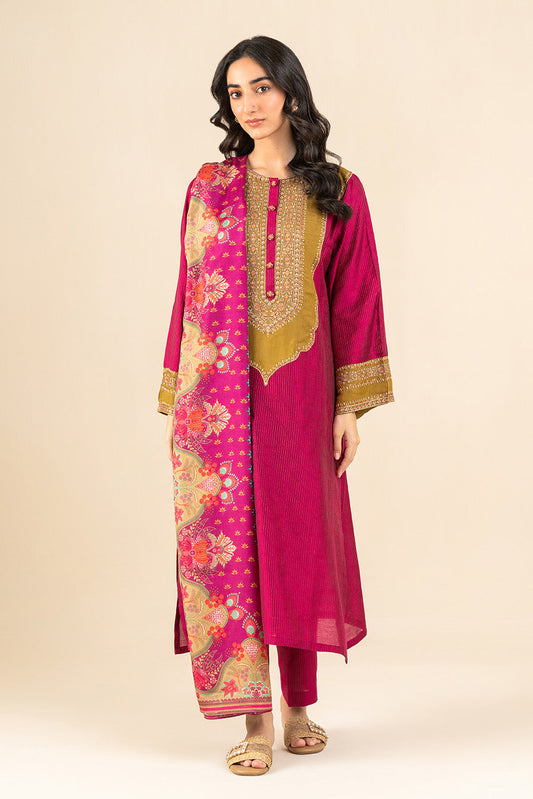 2 PIECE EMBROIDERED TWO TONE MISSOURI SUIT (PRET)