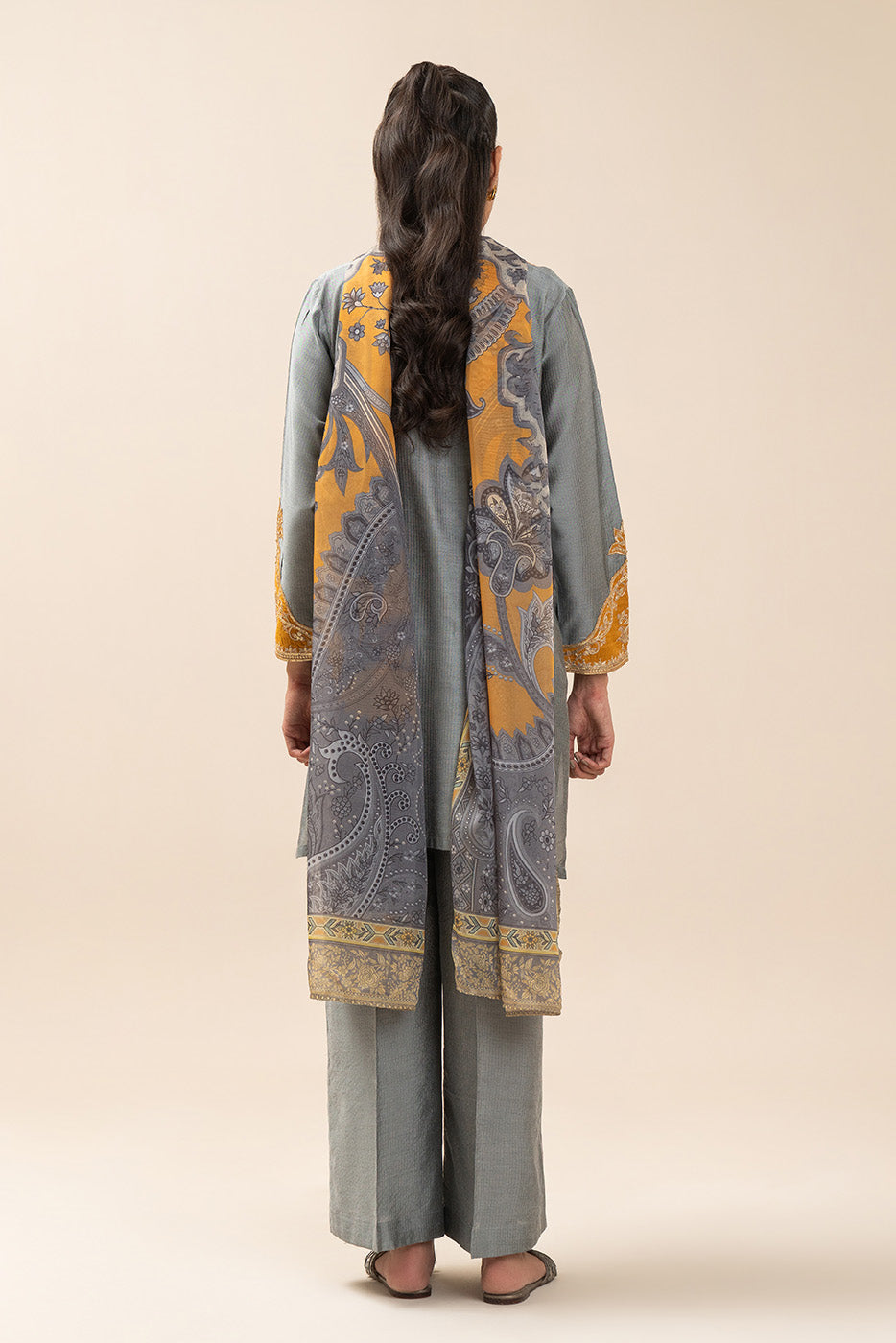 3 PIECE EMBROIDERED TWO TONE MISSOURI SUIT (PRET)
