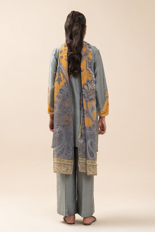 3 PIECE EMBROIDERED TWO TONE MISSOURI SUIT (PRET)