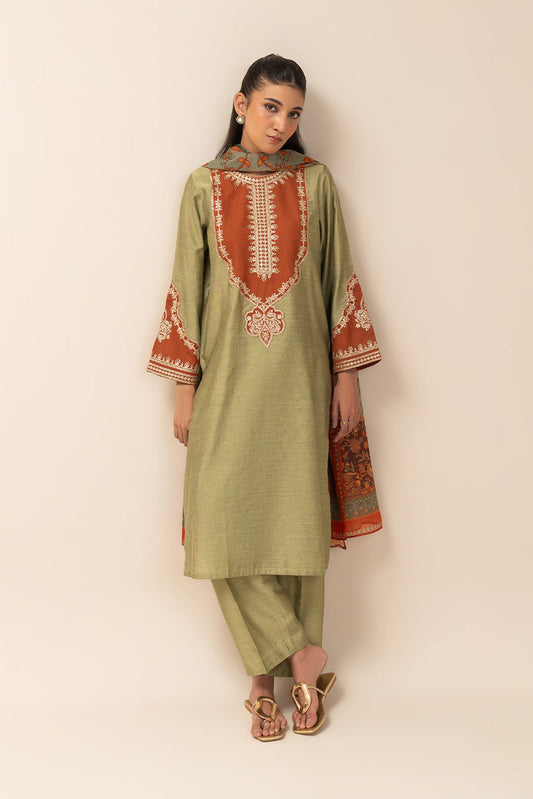 2 PIECE EMBROIDERED TWO TONE MISSOURI SUIT (PRET)