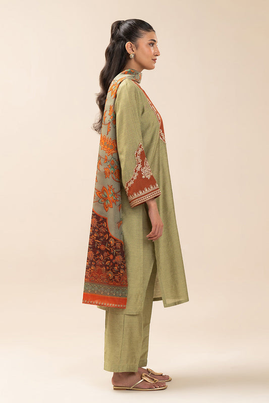 2 PIECE EMBROIDERED TWO TONE MISSOURI SUIT (PRET)