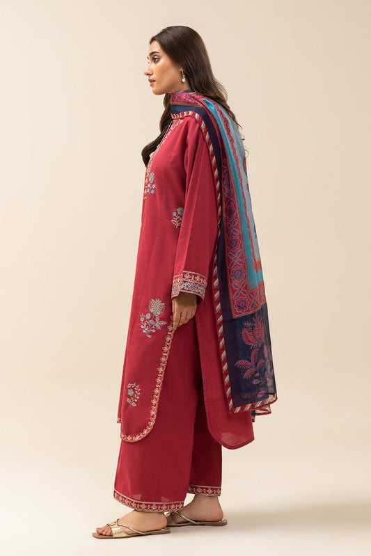 2 PIECE EMBROIDERED SLUB SUIT (PRET)