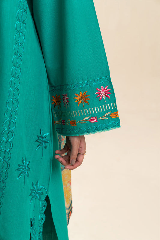 3 PIECE EMBROIDERED SLUB SUIT (PRET)