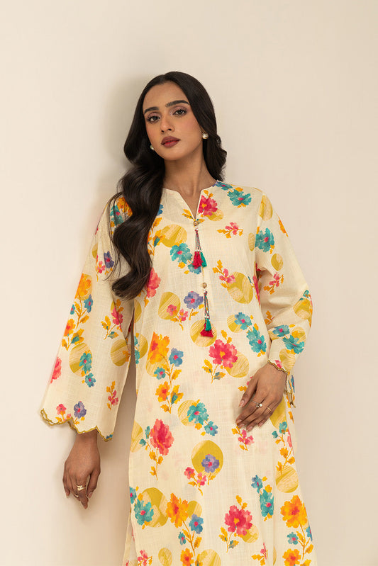 2 PIECE PRINTED TWO WAY SLUB SUIT (PRET)