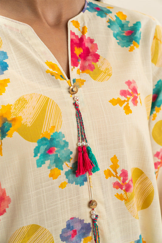 2 PIECE PRINTED TWO WAY SLUB SUIT (PRET)