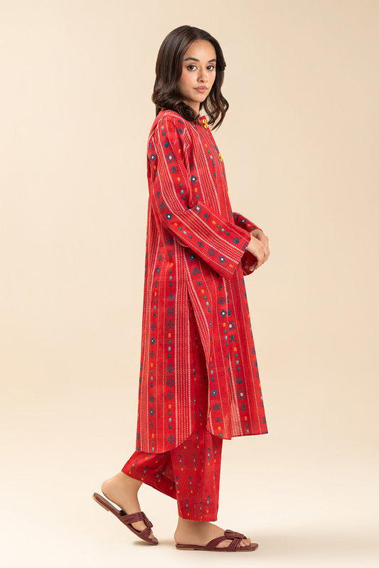 2 PIECE PRINTED LUREX LAWN SUIT (PRET)