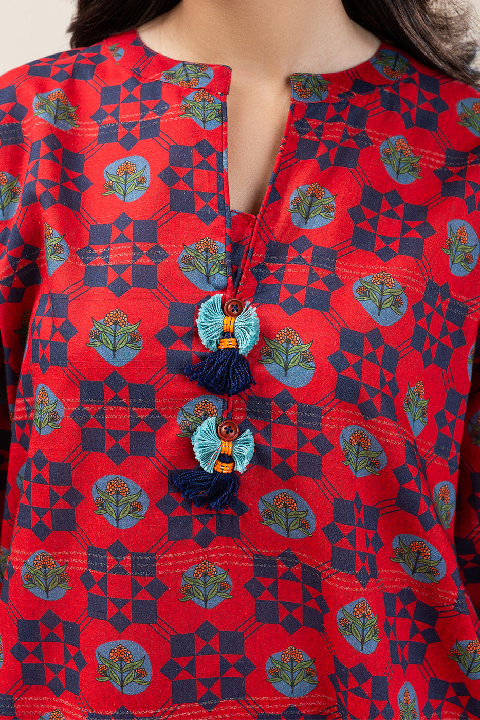 PRINTED LUREX LAWN SHIRT (PRET)