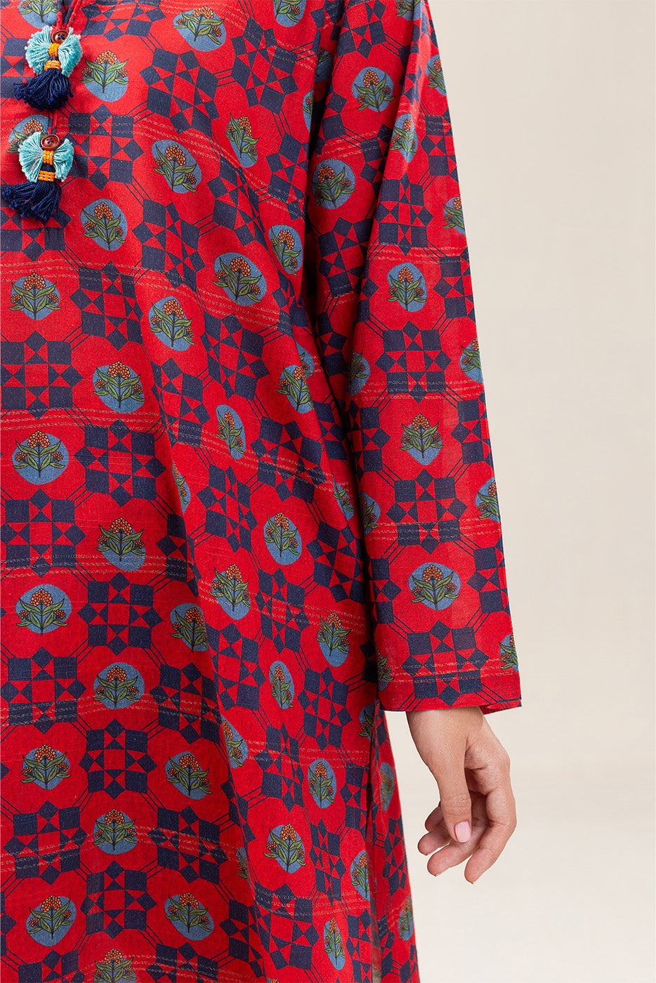PRINTED LUREX LAWN SHIRT (PRET)
