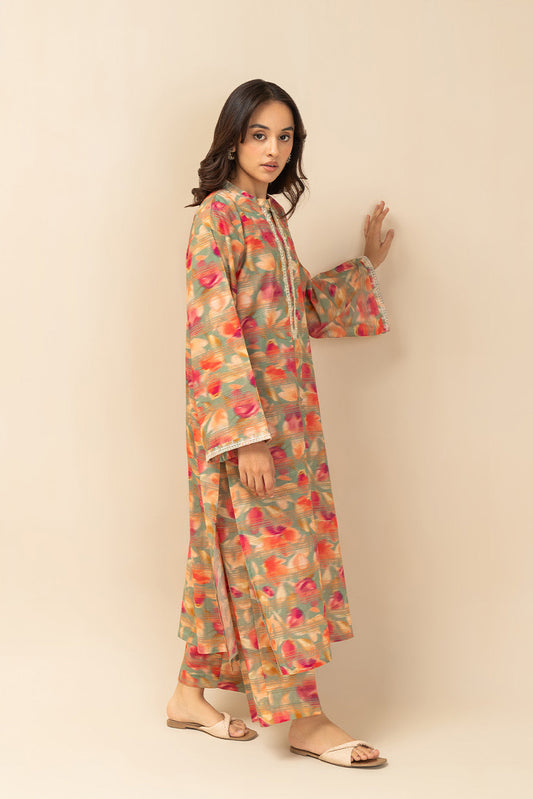 2 PIECE EMBROIDERED LUREX LAWN SUIT (PRET)