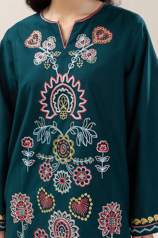 2 PIECE EMBROIDERED SLUB SUIT (FLOW)