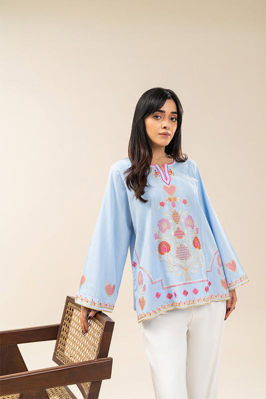 EMBROIDERED DOBBY BLOUSE (FUSION)