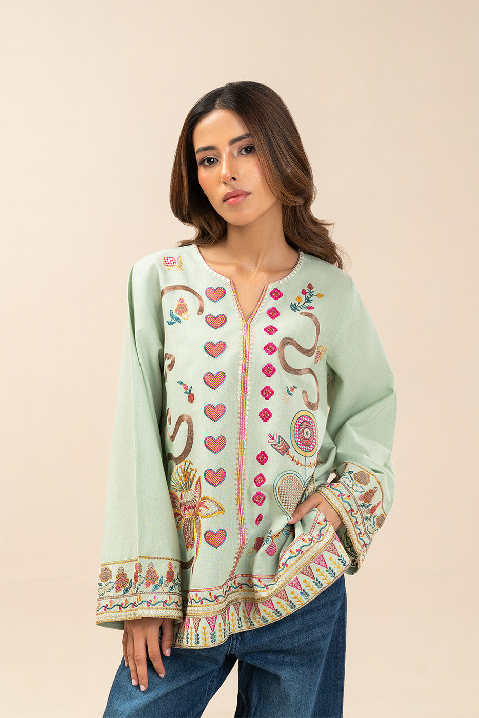 EMBROIDERED SLUB TOP (FLOW)