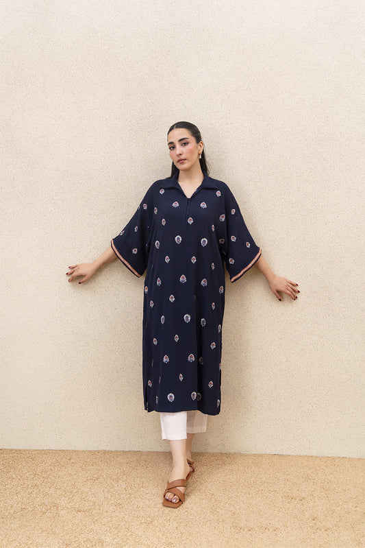 EMBROIDERED POLY CREPE TUNIC(FLOW)