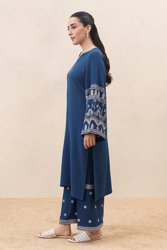 2 PIECE EMBROIDERED POLY CREPE SUIT (FLOW)