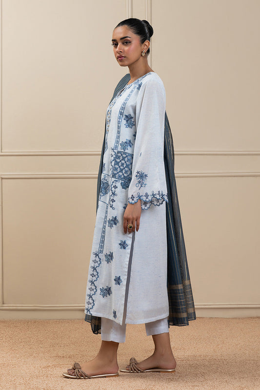 3 PIECE EMBROIDERED NET MULTI NEPS SUIT (HIGH CASUAL)