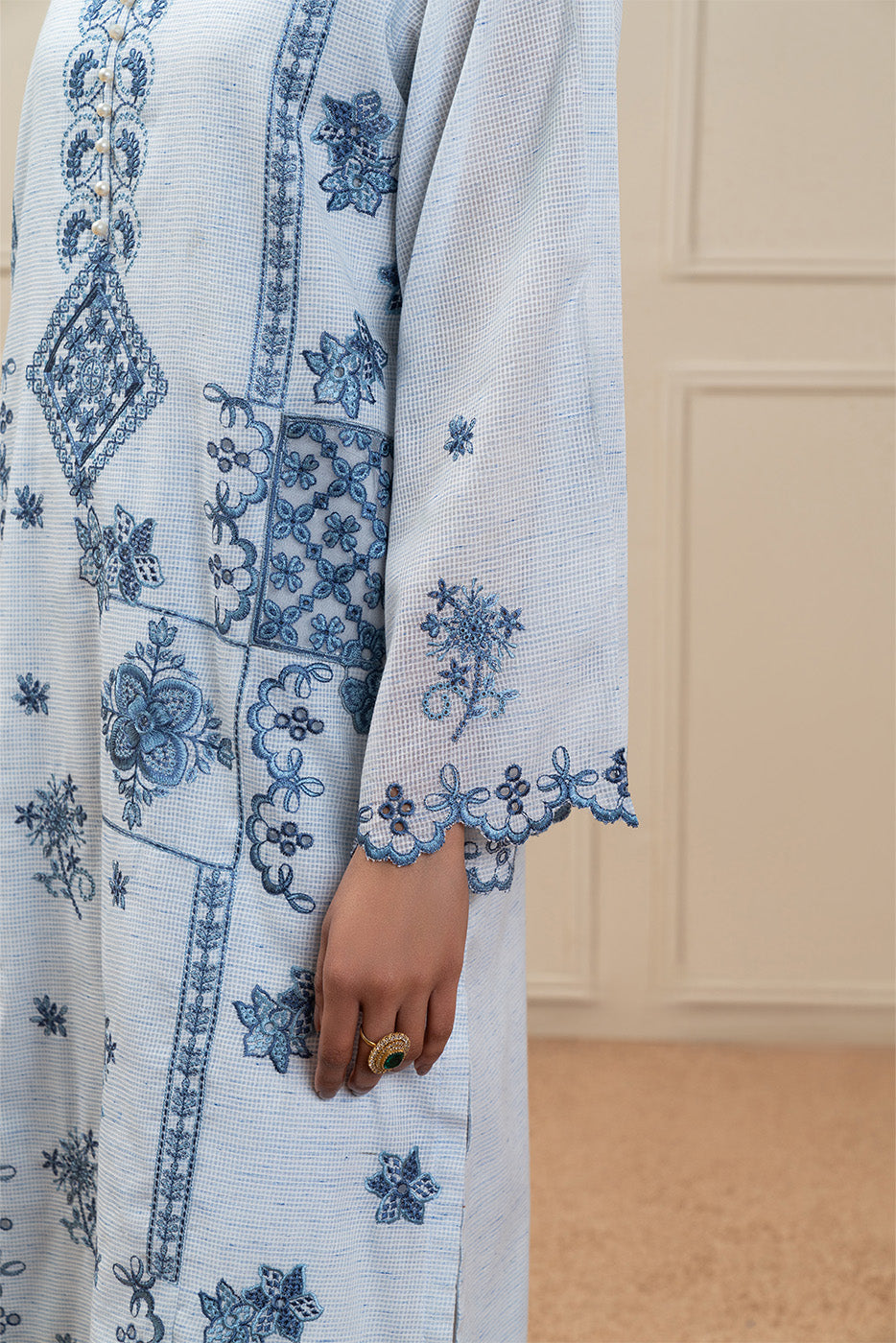 3 PIECE EMBROIDERED NET MULTI NEPS SUIT (HIGH CASUAL)