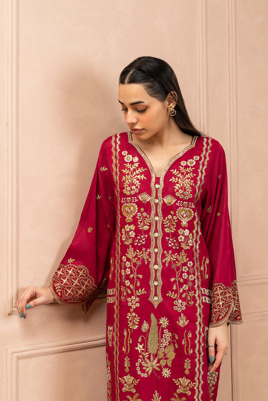 2 PIECE EMBROIDERED RAW SILK SUIT (LUXURY PRET)
