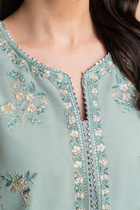 2 PIECE EMBROIDERED PAPER COTTON SUIT (LUXURY PRET)