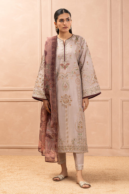 3 PIECE EMBROIDERED TWO TONE SUIT (LUXURY PRET)