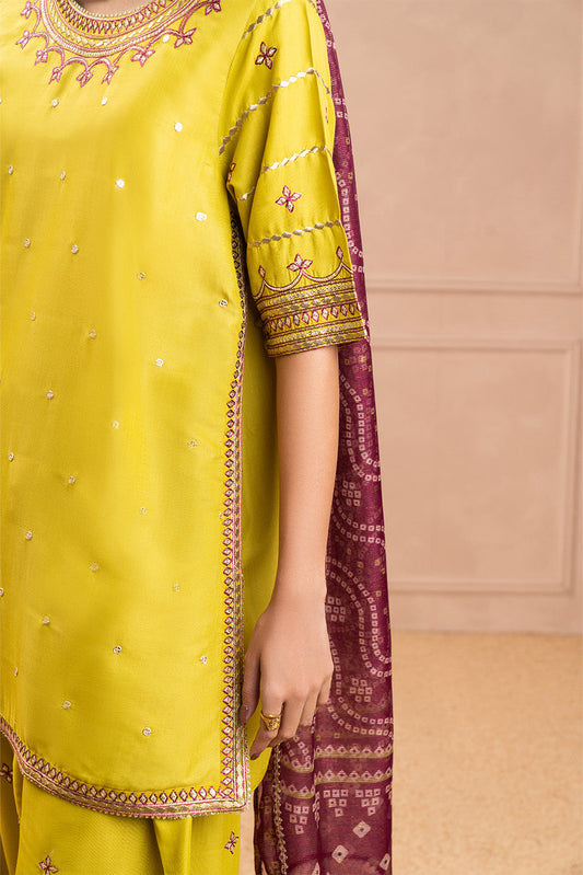 3 PIECE EMBROIDERED RAW SILK SUIT (LUXURY PRET)