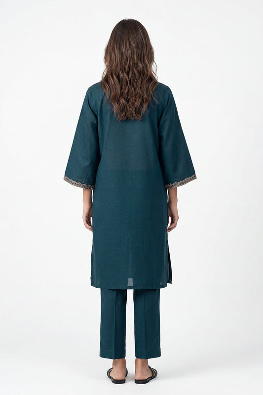 2 PIECE EMBROIDERED SLUB SUIT (PRET)