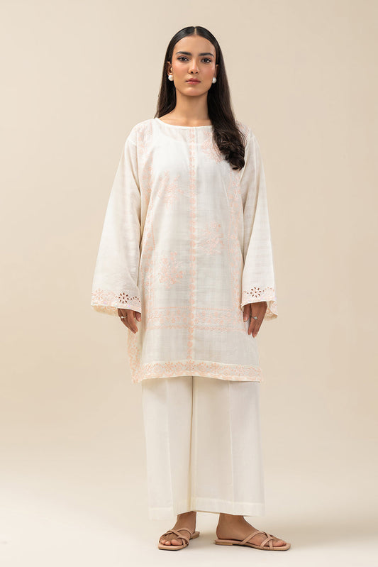 EMBROIDERED DORIA PEACH SHIRT (PRET)