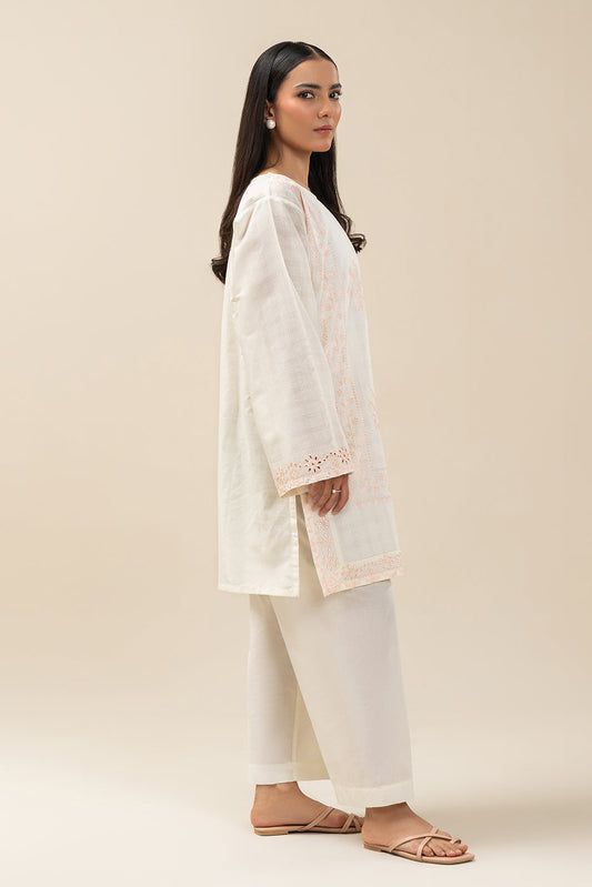 EMBROIDERED DORIA PEACH SHIRT (PRET)