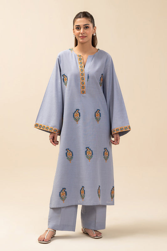 2 PIECE EMBROIDERED TWO WAY SLUB SUIT (PRET)