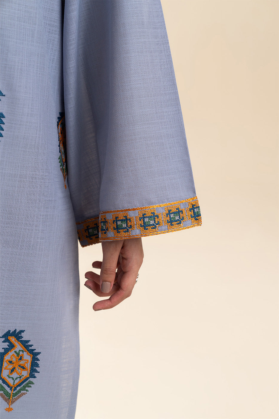 2 PIECE EMBROIDERED TWO WAY SLUB SUIT (PRET)