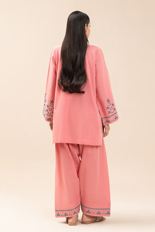 2 PIECE EMBROIDERED TWO WAY SLUB SUIT (PRET)