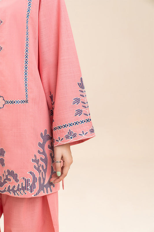 2 PIECE EMBROIDERED TWO WAY SLUB SUIT (PRET)