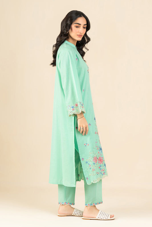 2 PIECE EMBROIDERED TWO WAY SLUB SUIT (PRET)